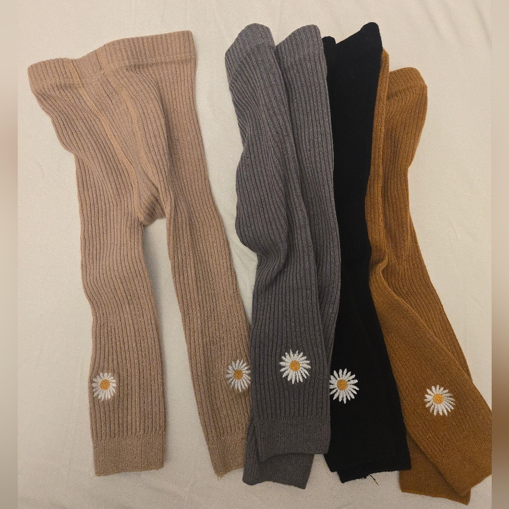 Ribbed Floral Leggings – Neutral Bundle